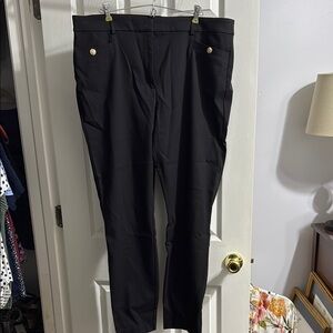 Black Dress Pants with Gold Button Accents